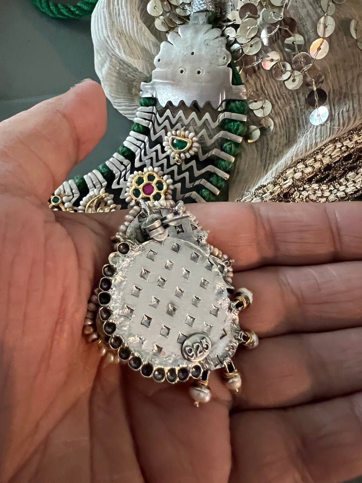 Kundan Polki 925 Silver Necklace Set