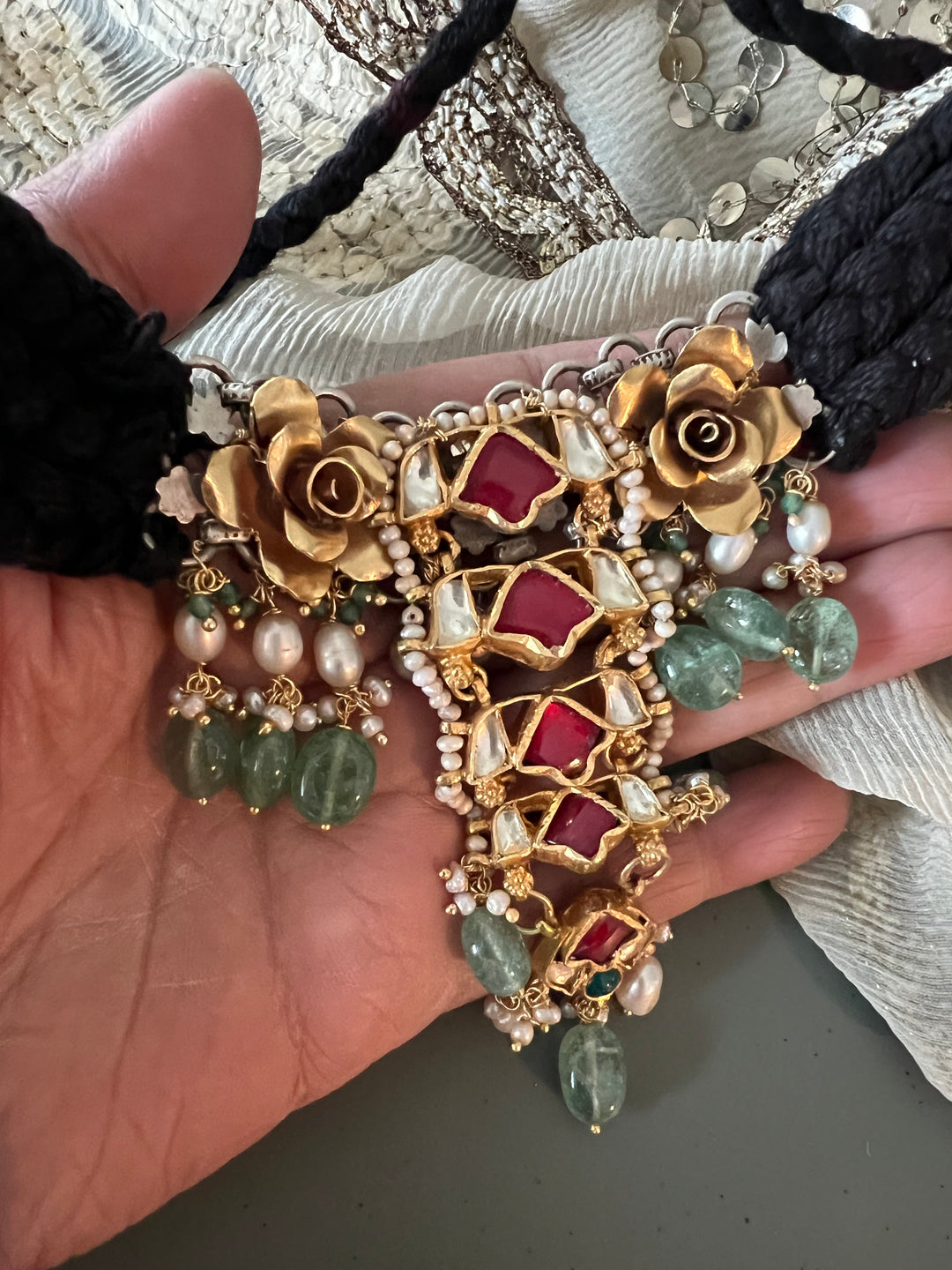 Choker Pendant Freshwater Pearls 925 Silver Necklace Set