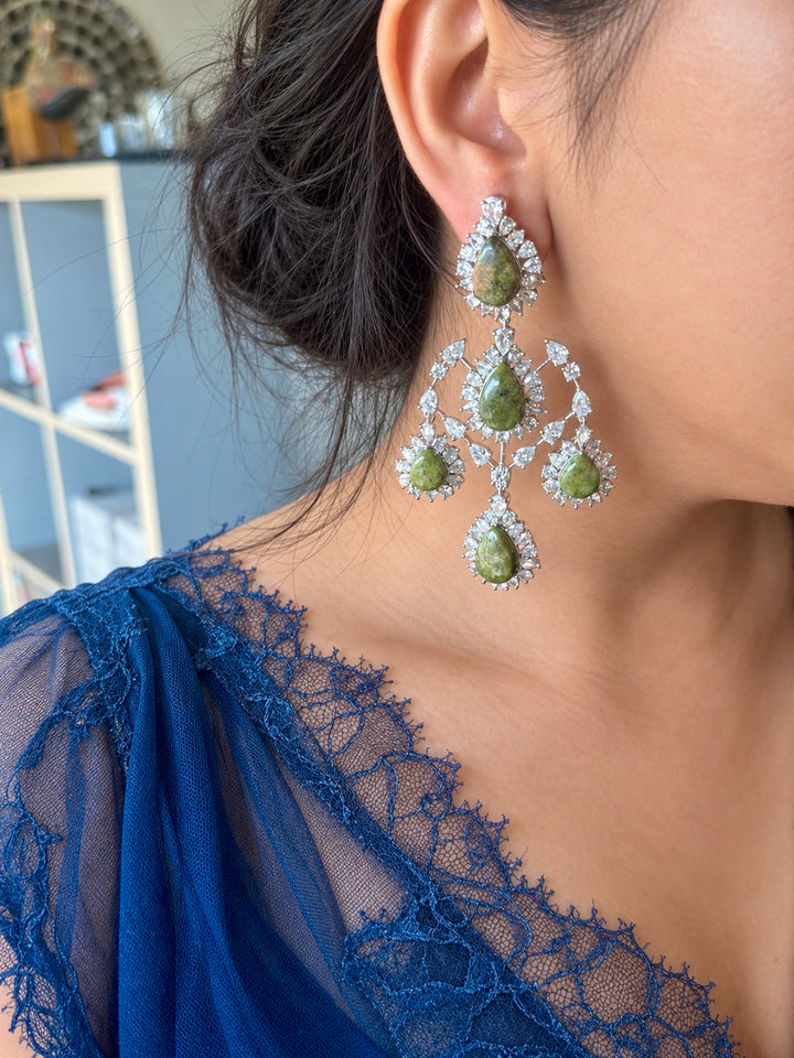 Green Doublet Chandelier Earrings