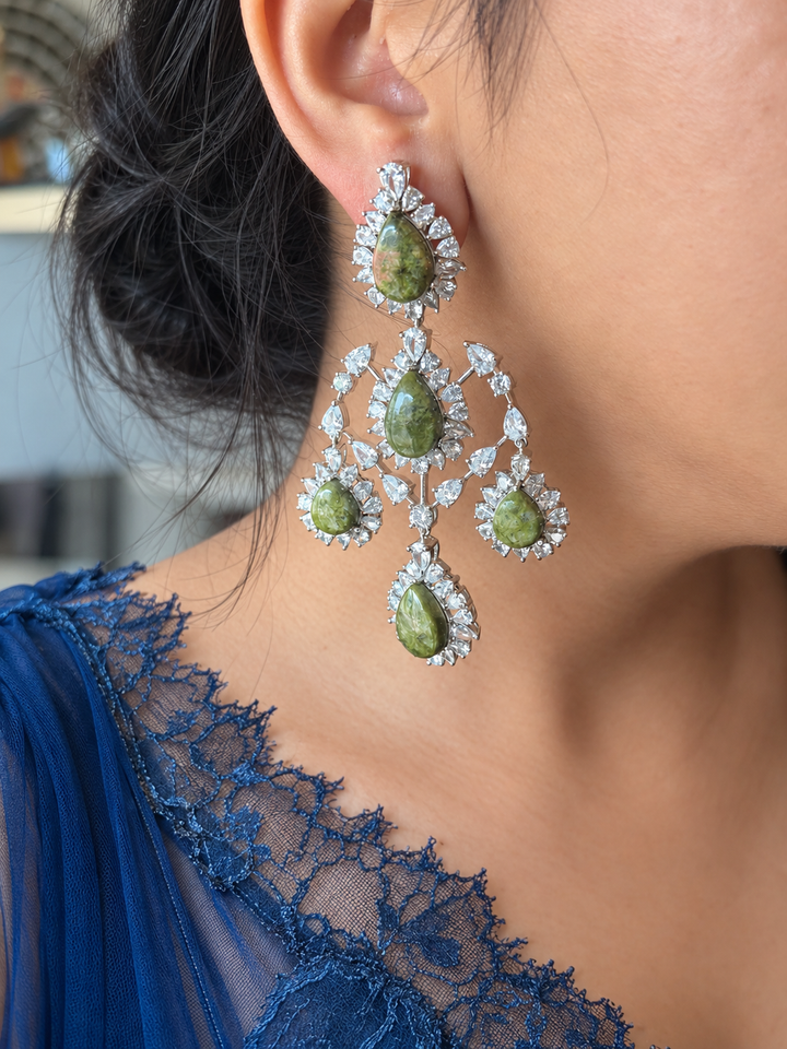 Green Doublet Chandelier Earrings
