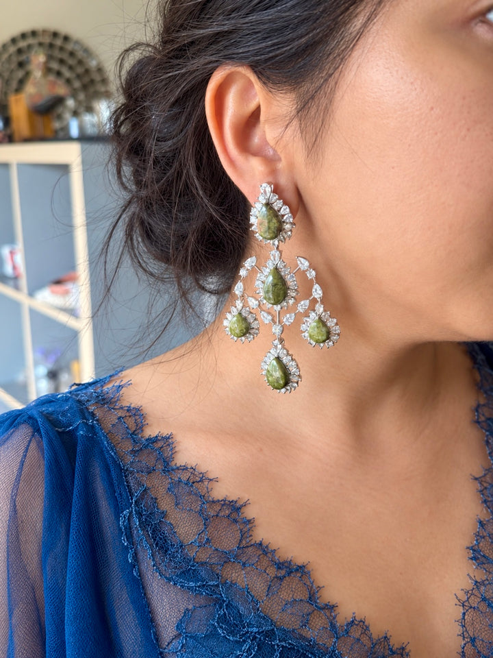 Green Doublet Chandelier Earrings