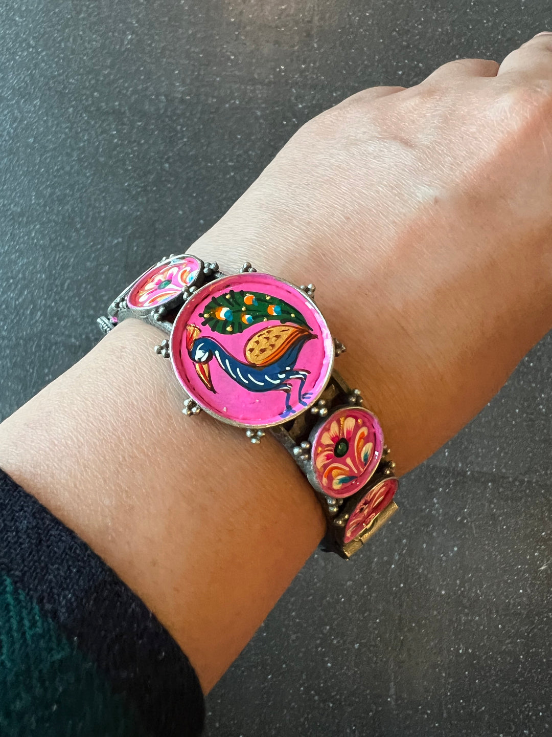 Antique Hand painted Bird Bangle