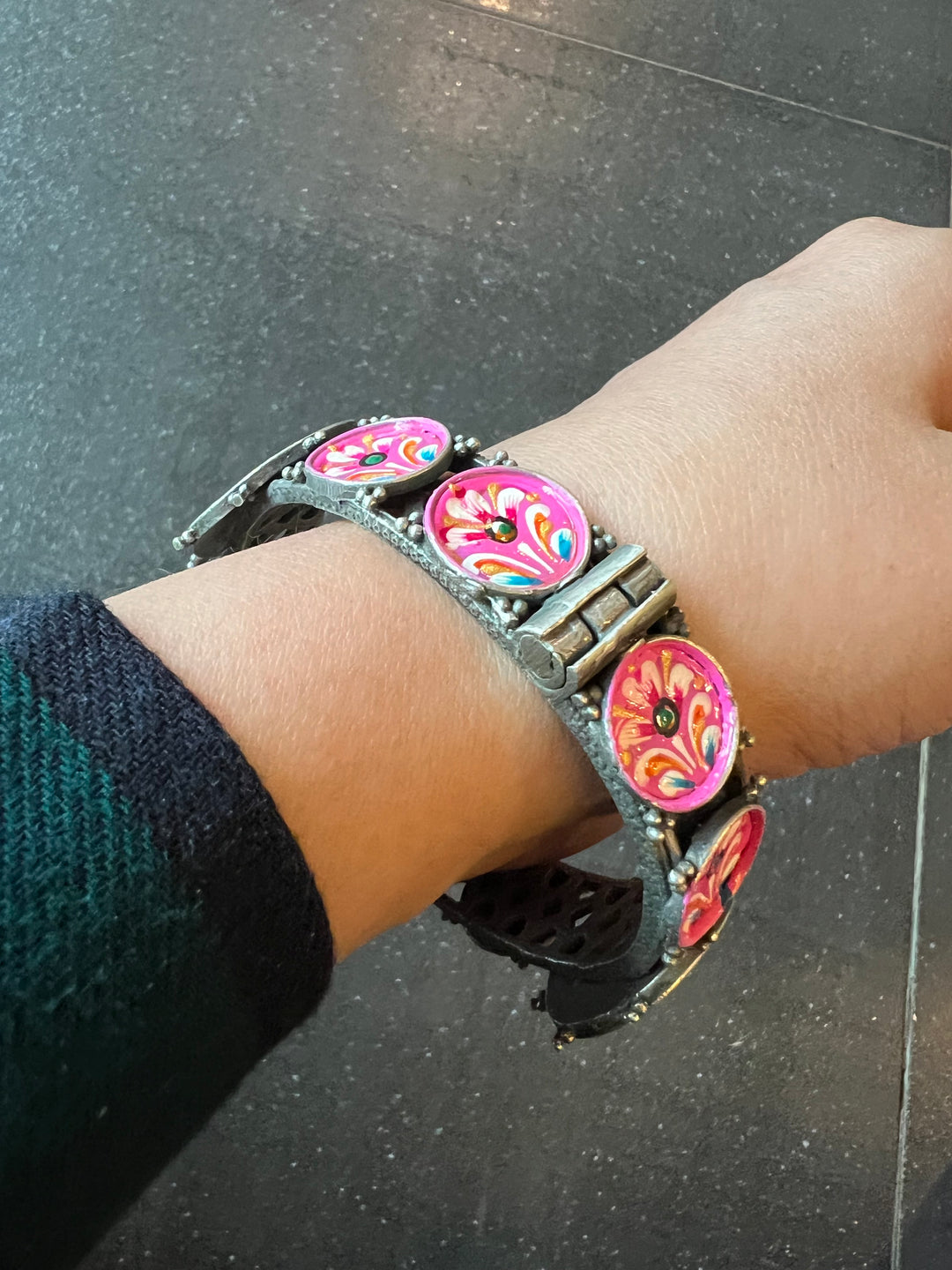 Antique Hand painted Bird Bangle