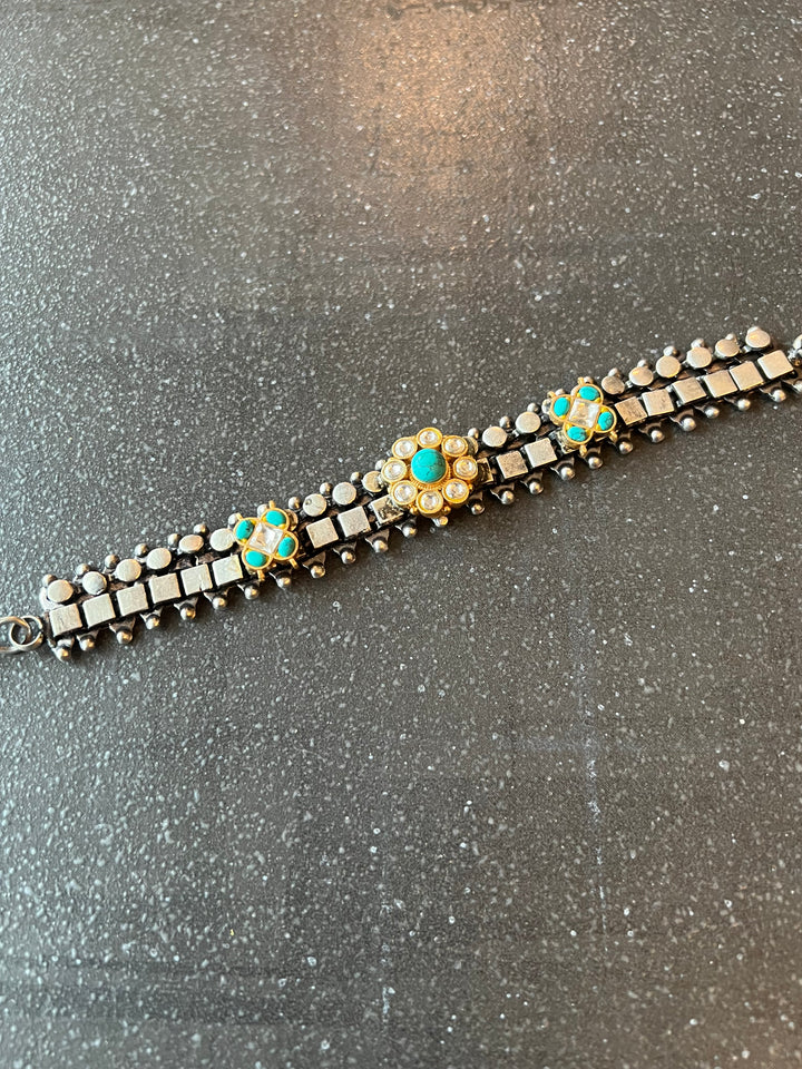 Exquisite Kundan Fusion Bracelet - Truly One of a Kind