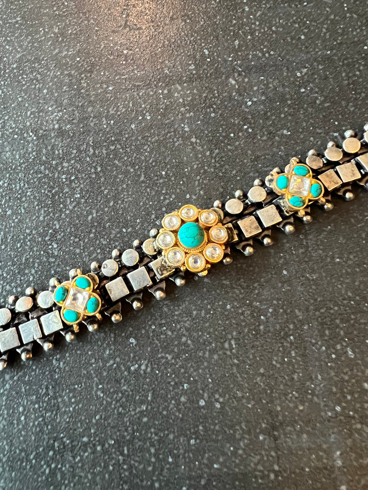 Exquisite Kundan Fusion Bracelet - Truly One of a Kind
