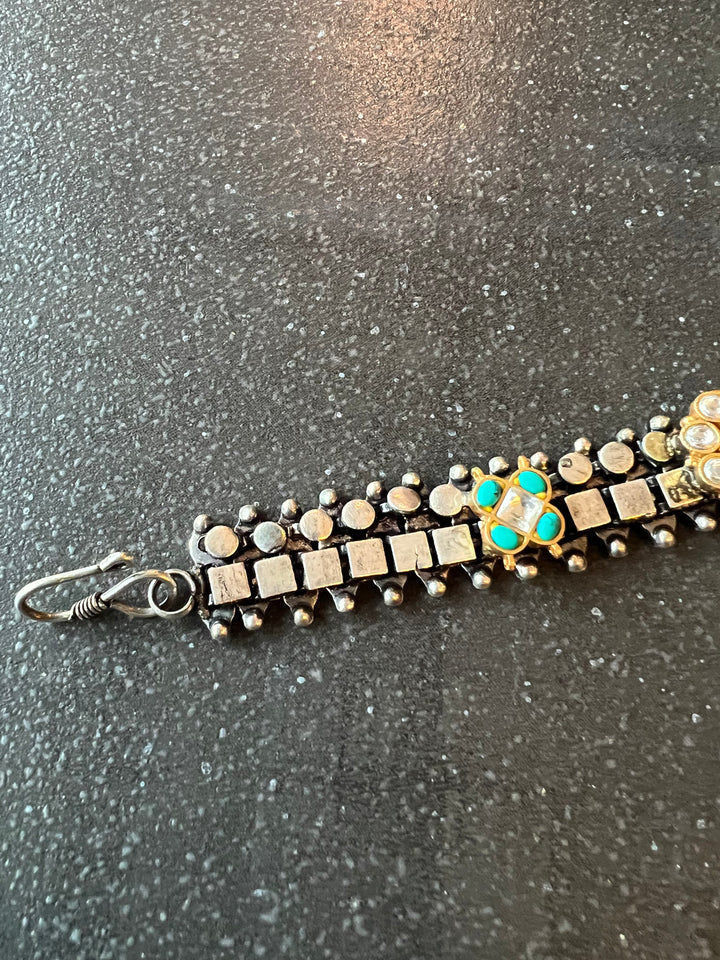 Exquisite Kundan Fusion Bracelet - Truly One of a Kind