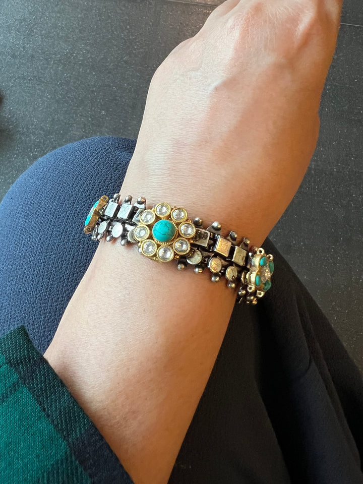 Exquisite Kundan Fusion Bracelet - Truly One of a Kind