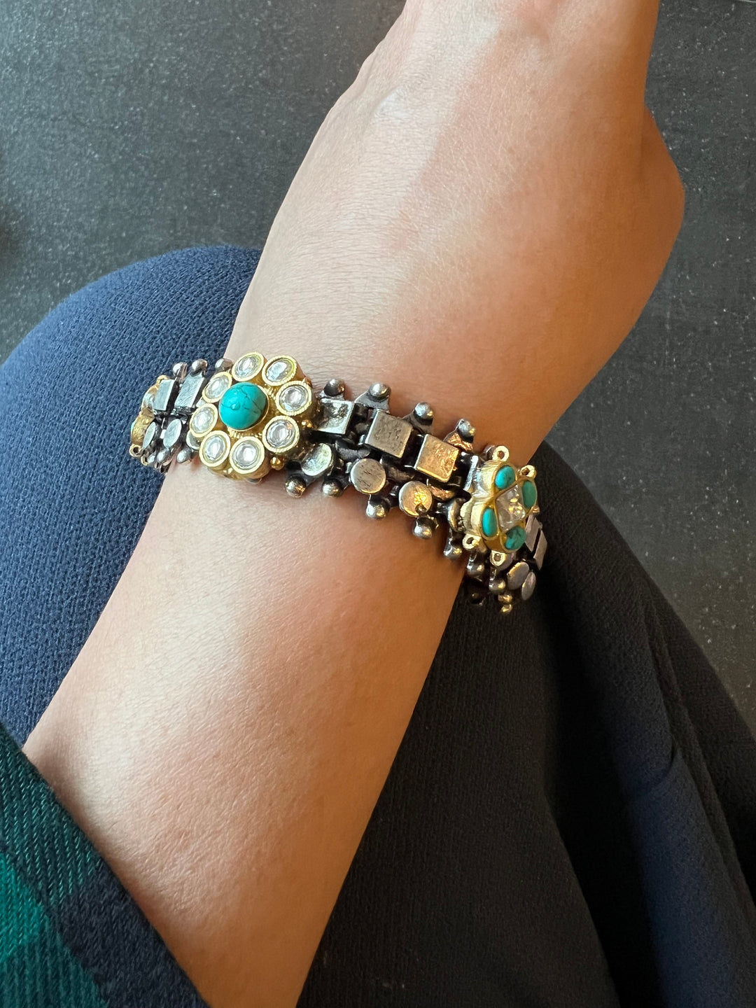 Exquisite Kundan Fusion Bracelet - Truly One of a Kind