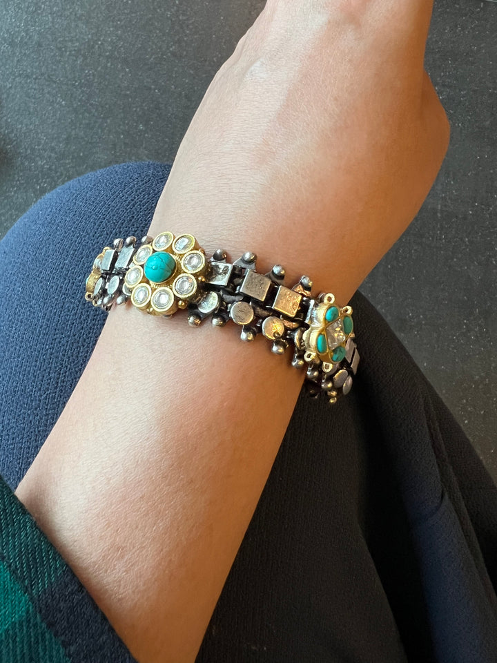 Exquisite Kundan Fusion Bracelet - Truly One of a Kind