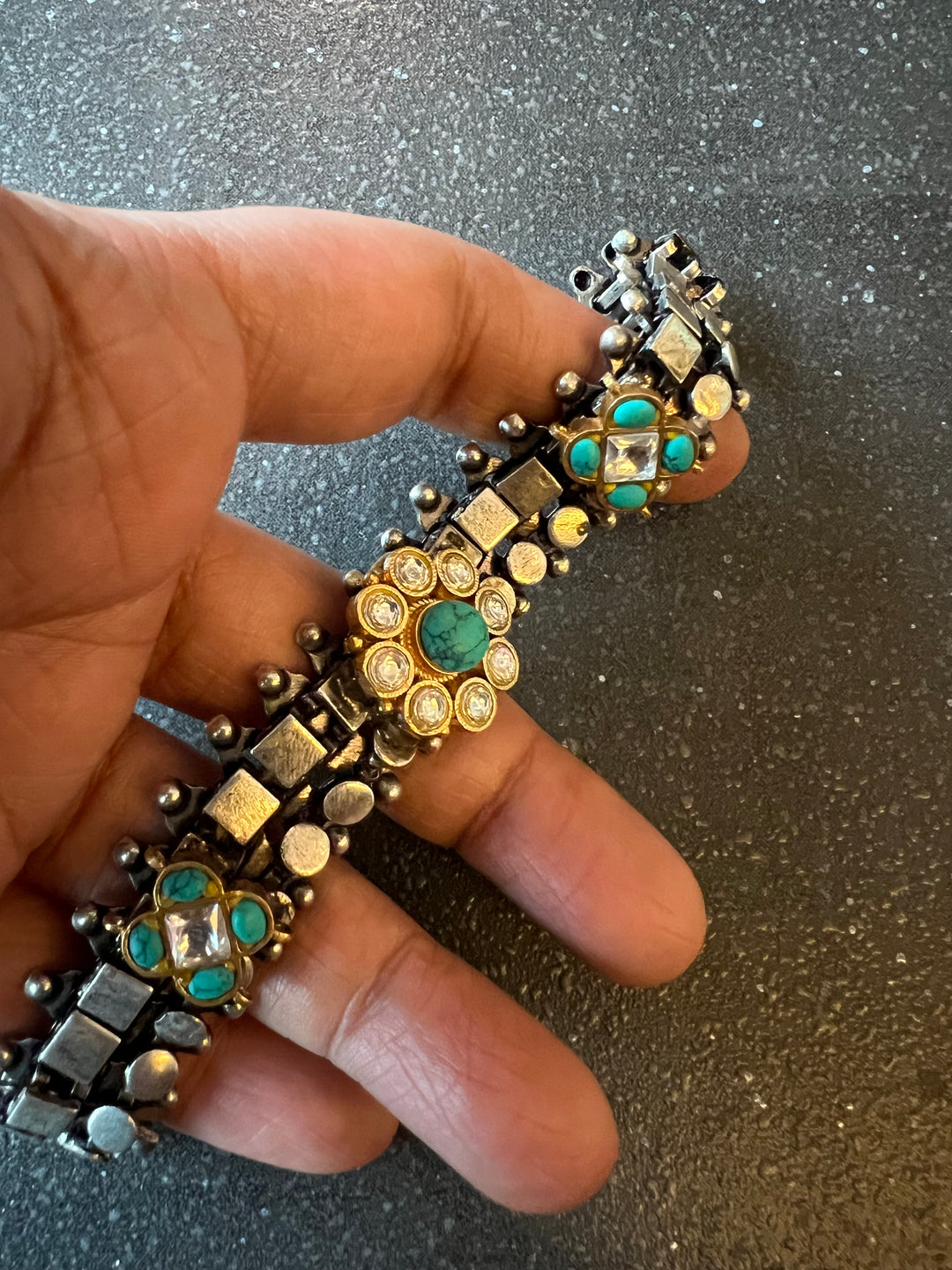 Exquisite Kundan Fusion Bracelet - Truly One of a Kind