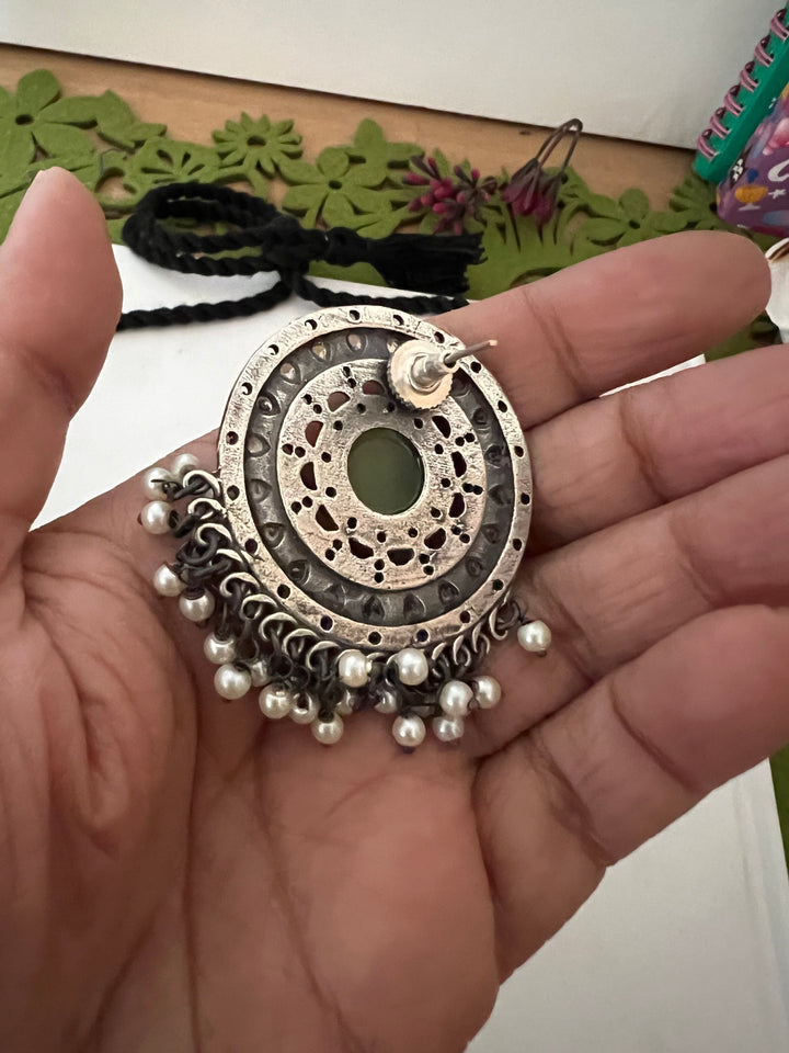 Statement Sea Green Choker with Oversized Studs