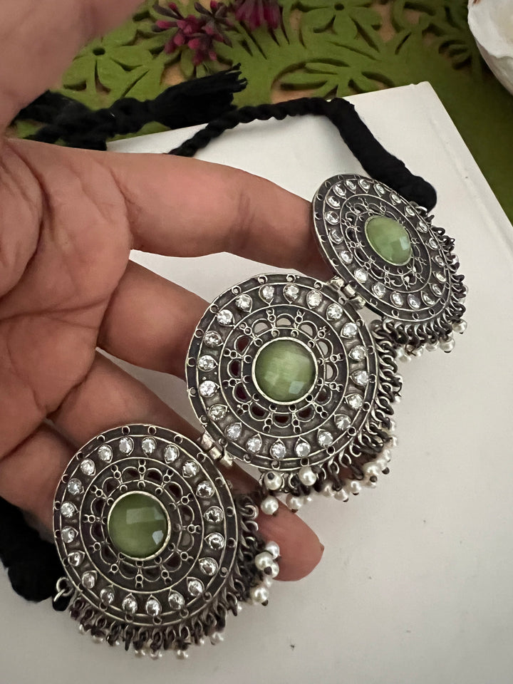 Statement Sea Green Choker with Oversized Studs