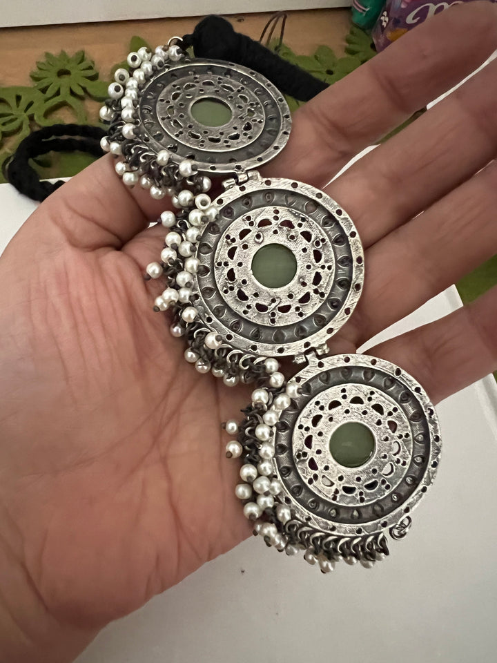 Statement Sea Green Choker with Oversized Studs