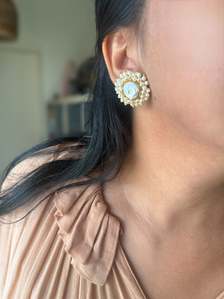 Classy Pearl Cluster Studs