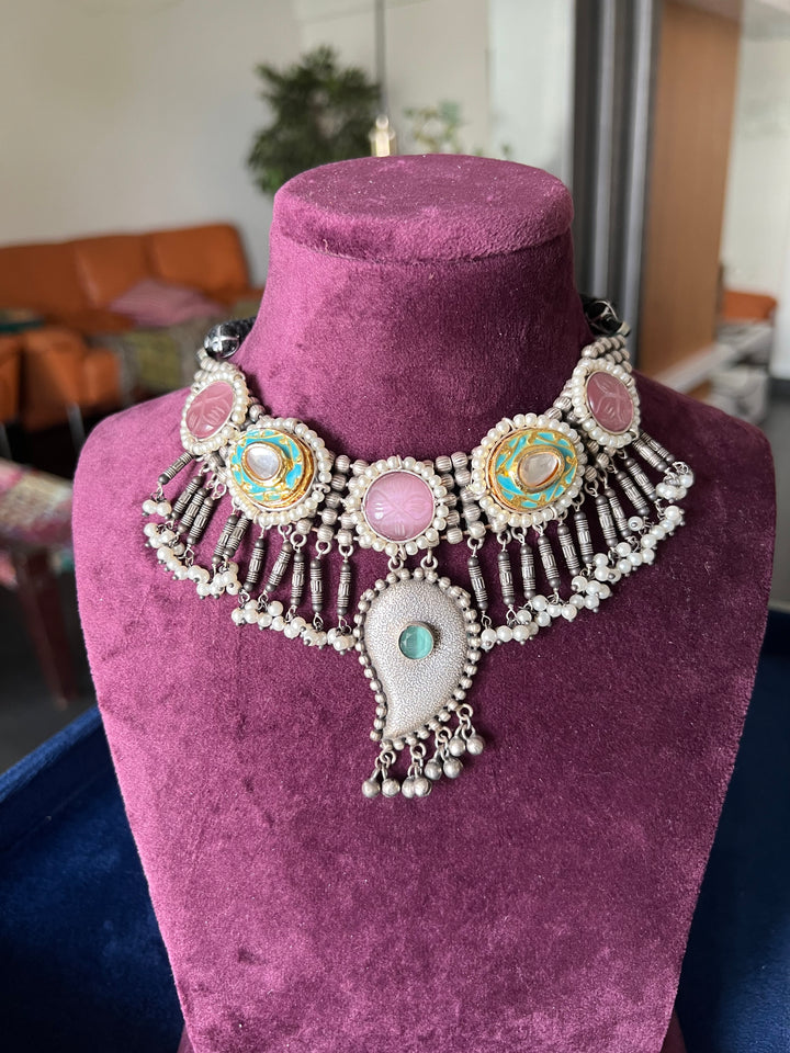 Artisan-Crafted Fusion Necklace Set - Brass Beauty