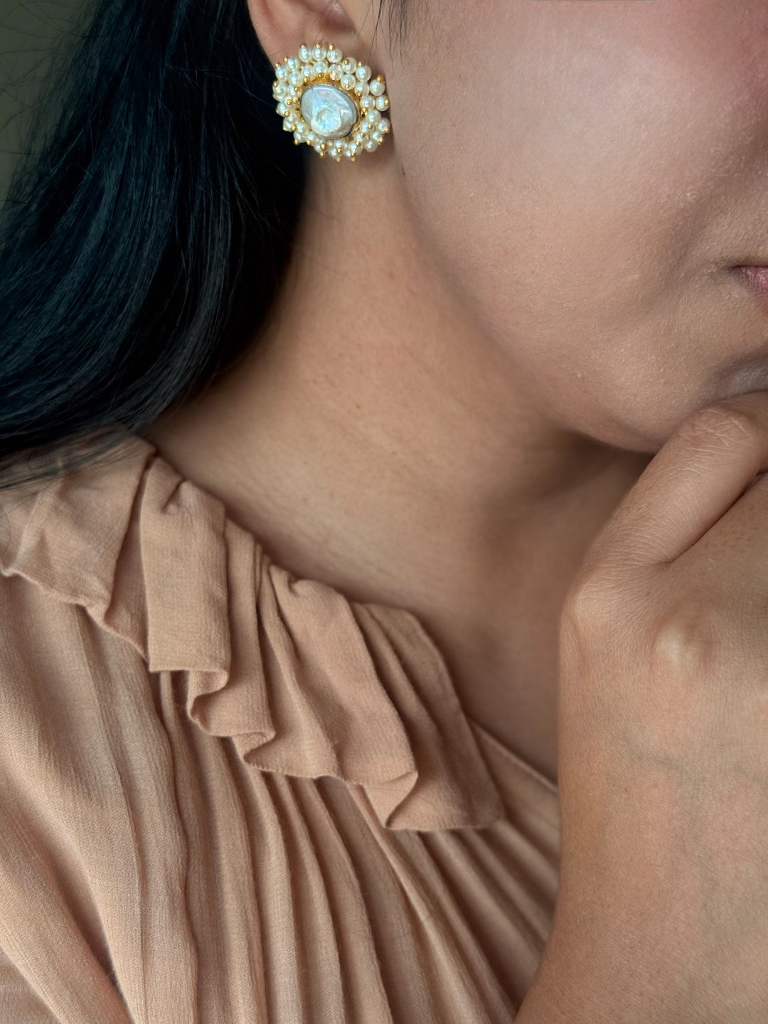Classy Pearl Cluster Studs