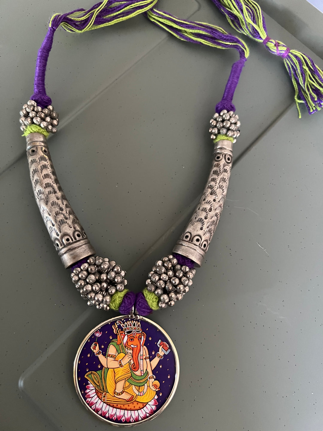 Antique Hand Painted Pendant Hasli Necklace - Premium Quality Craftsmanship