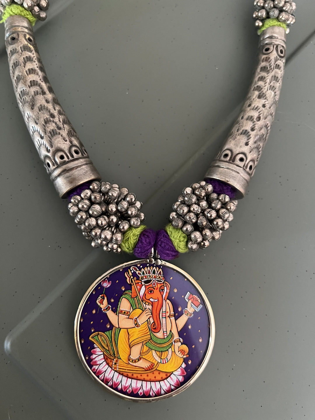 Antique Hand Painted Pendant Hasli Necklace - Premium Quality Craftsmanship