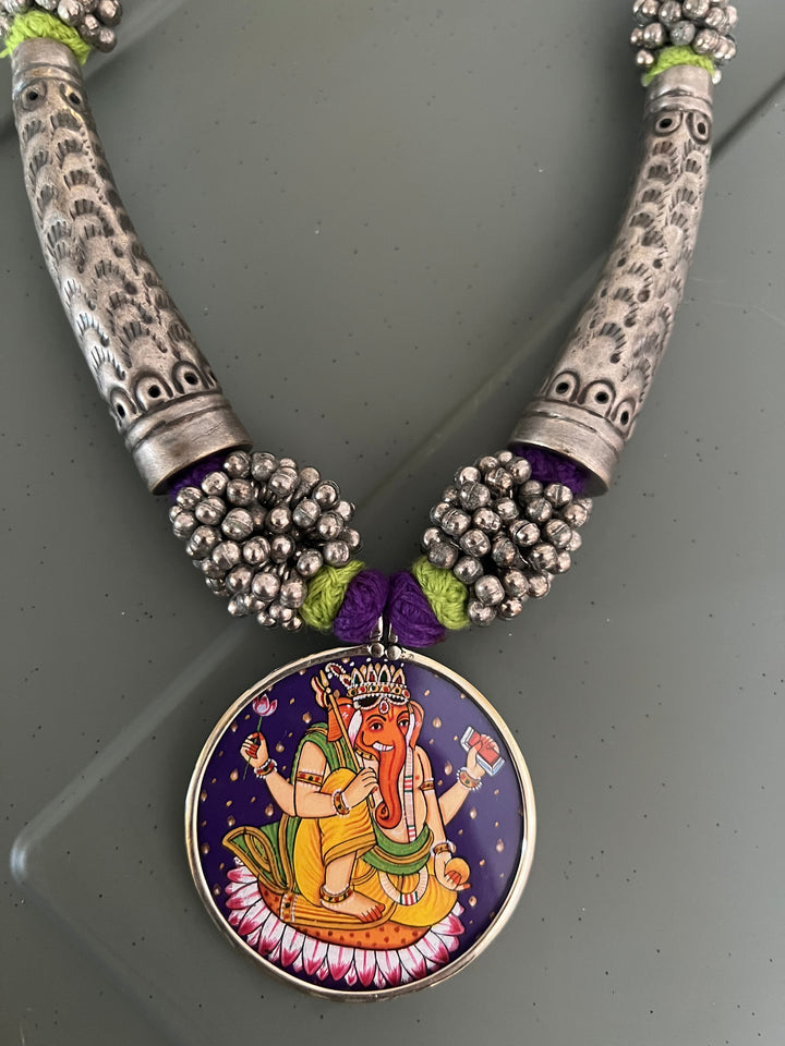 Antique Hand Painted Pendant Hasli Necklace - Premium Quality Craftsmanship