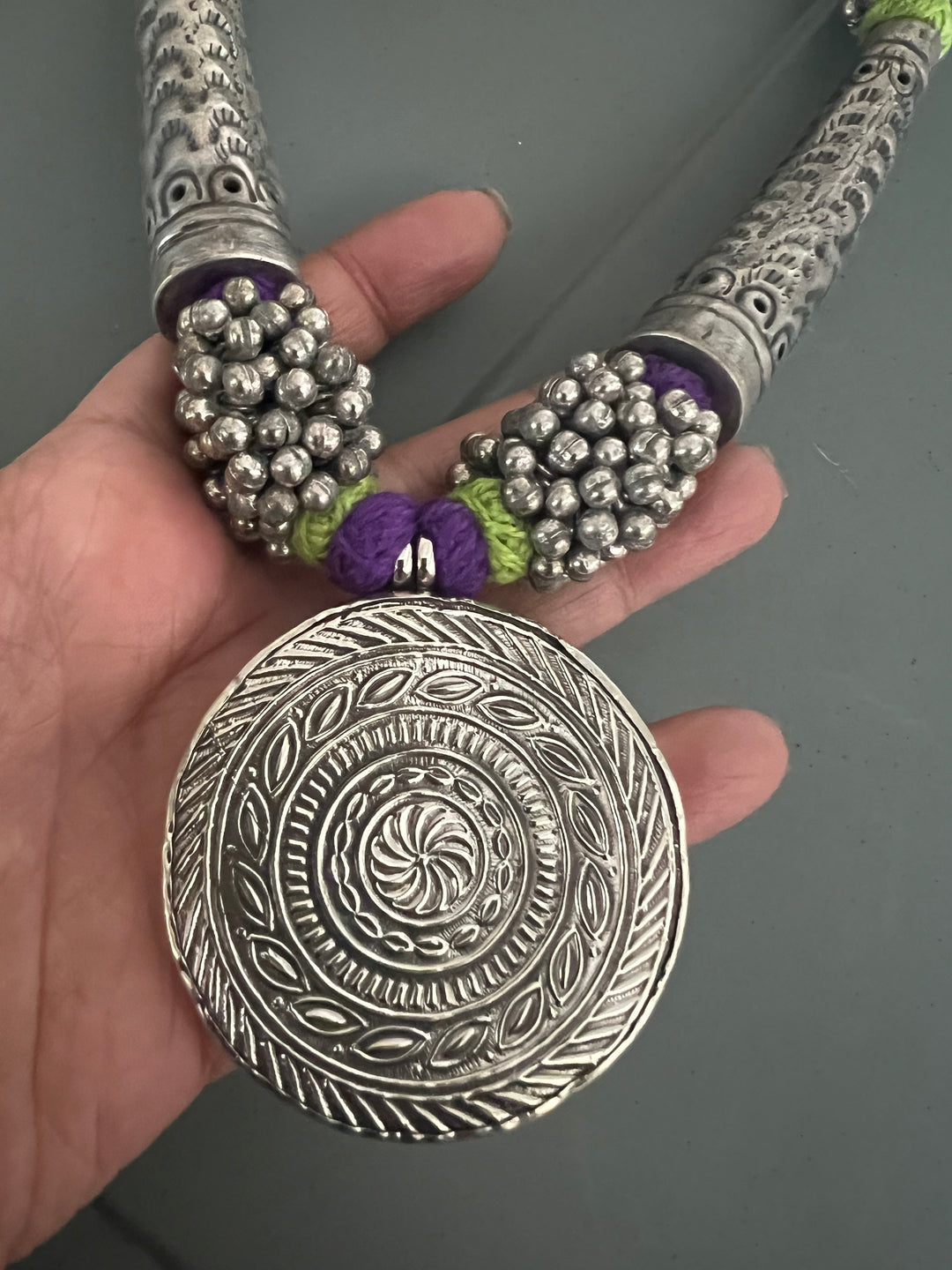 Antique Hand Painted Pendant Hasli Necklace - Premium Quality Craftsmanship