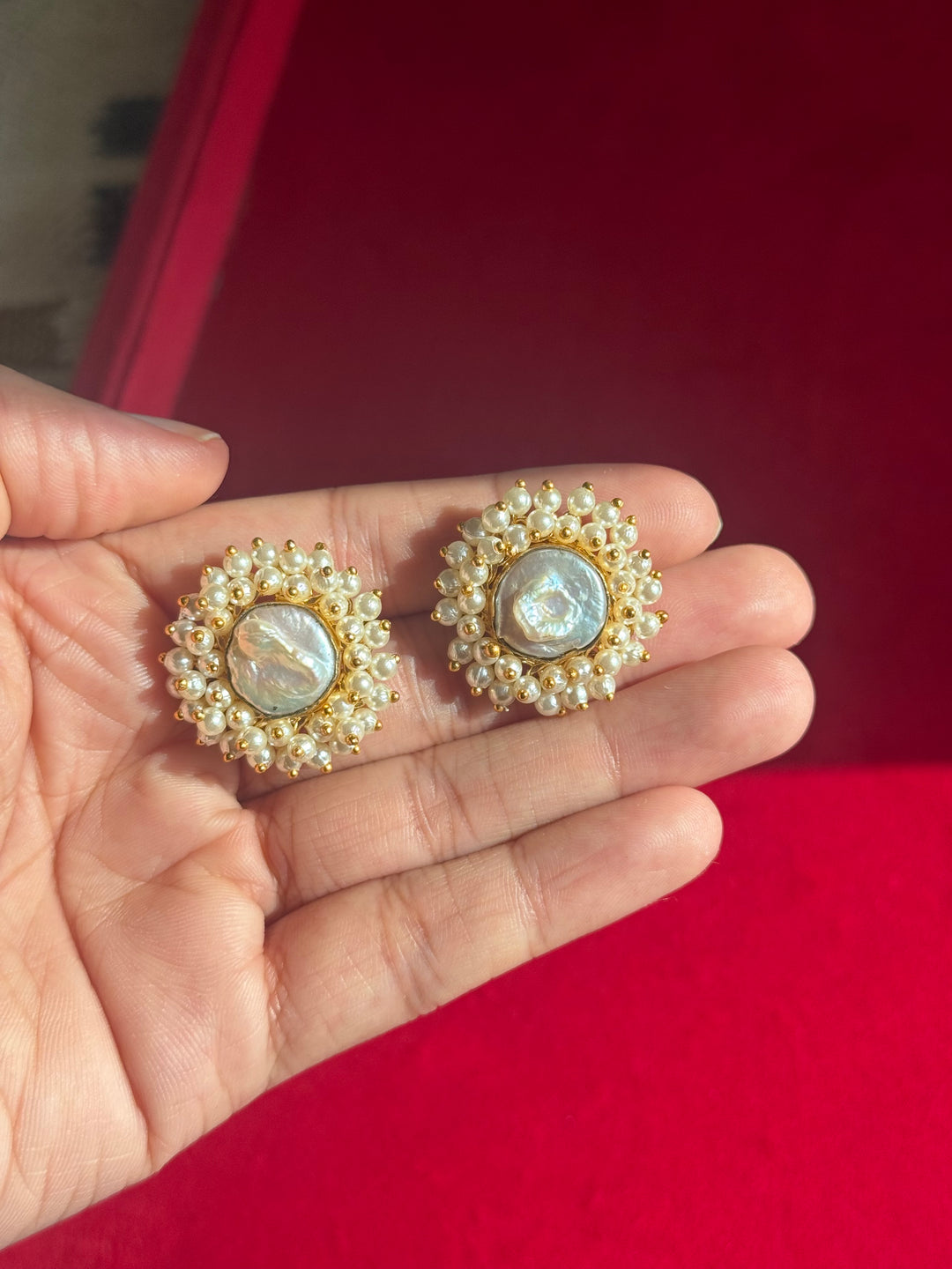 Classy Pearl Cluster Studs