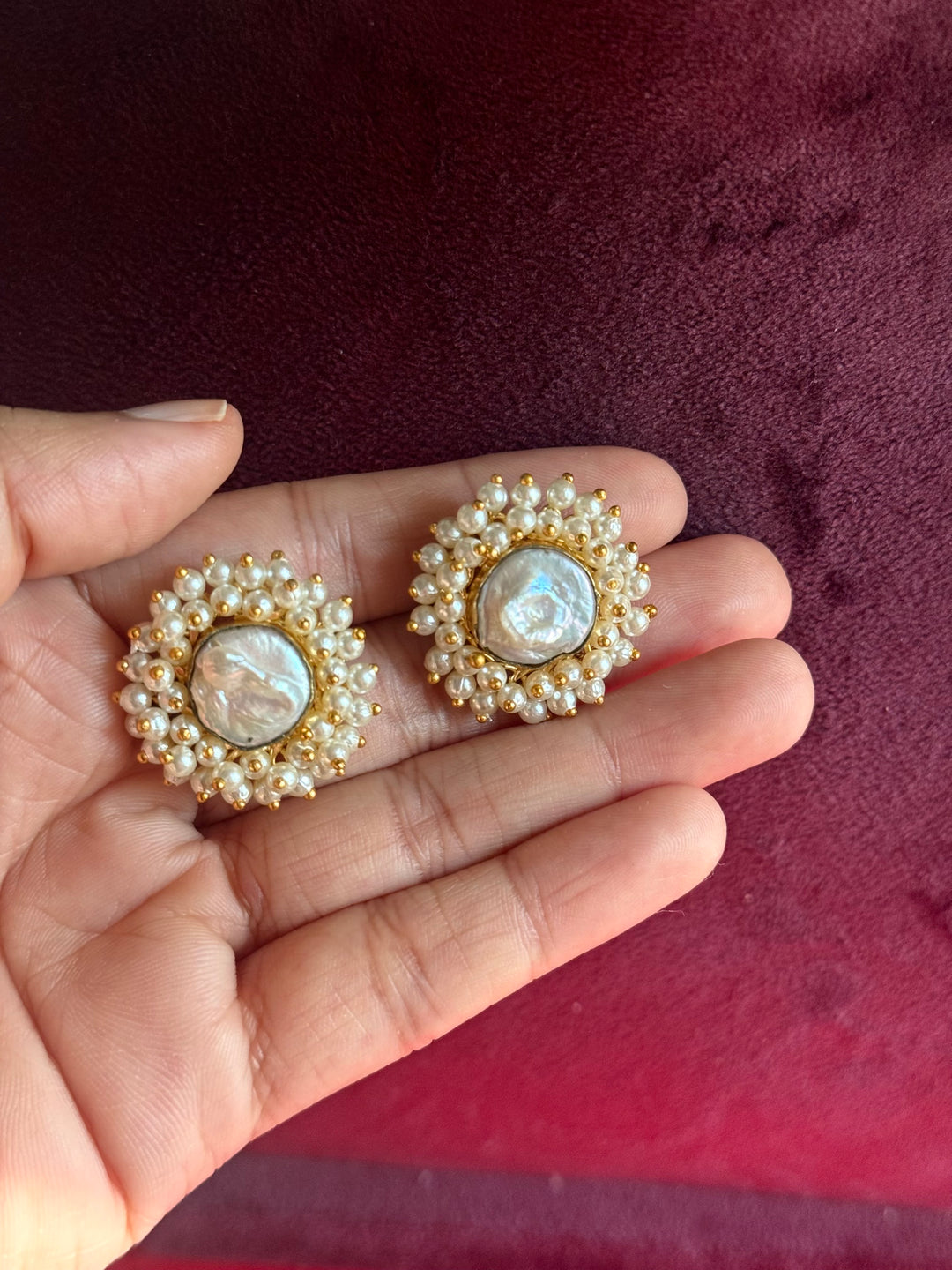 Classy Pearl Cluster Studs