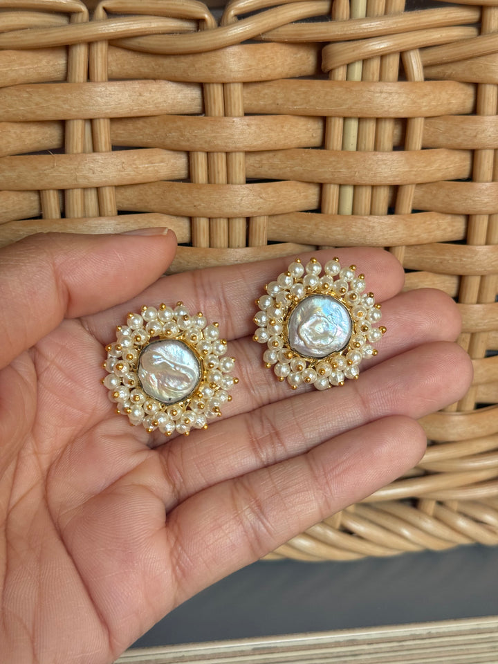 Classy Pearl Cluster Studs