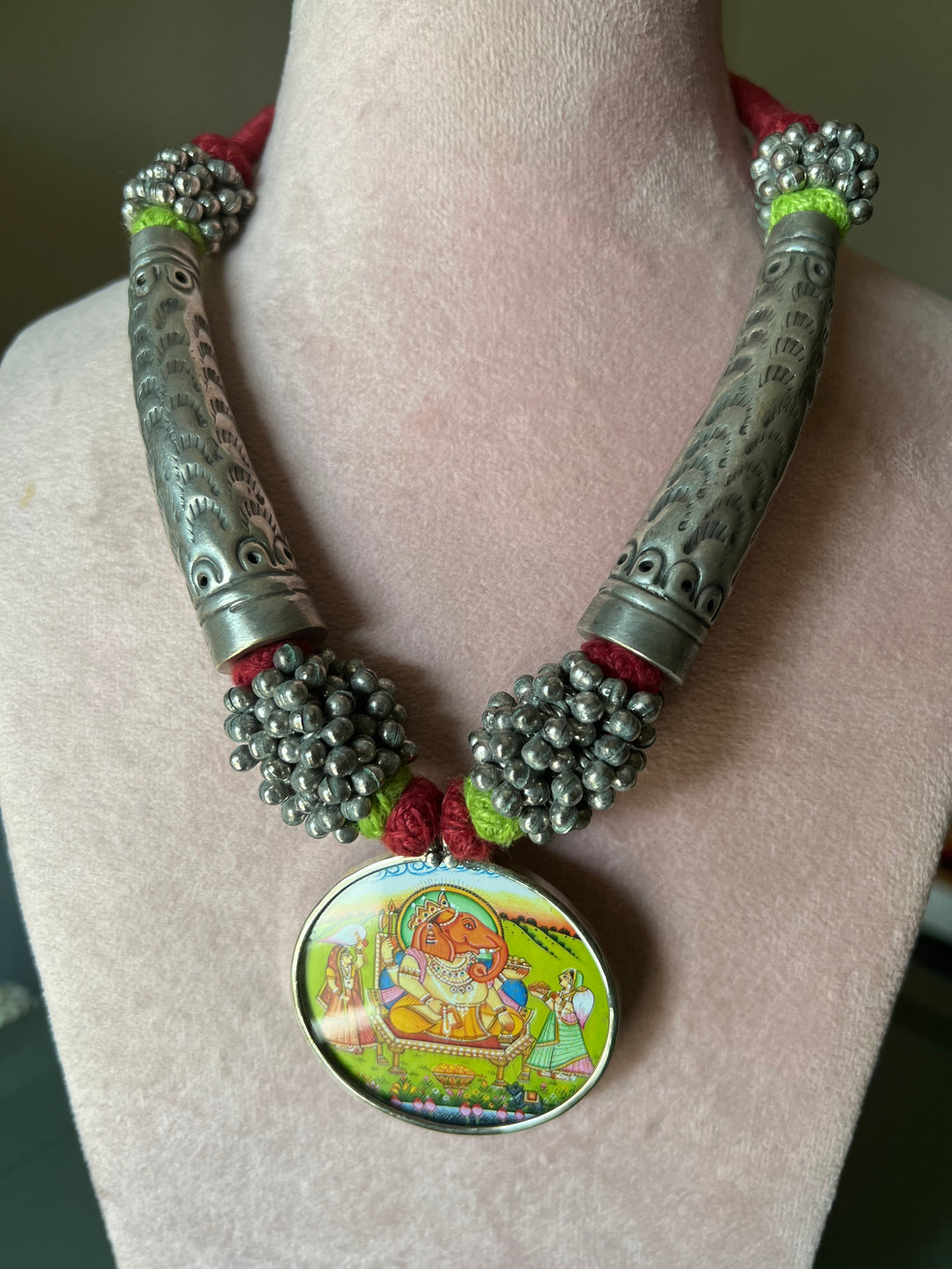 Antique Hand Painted Pendant Hasli Necklace - Premium Quality Craftsmanship