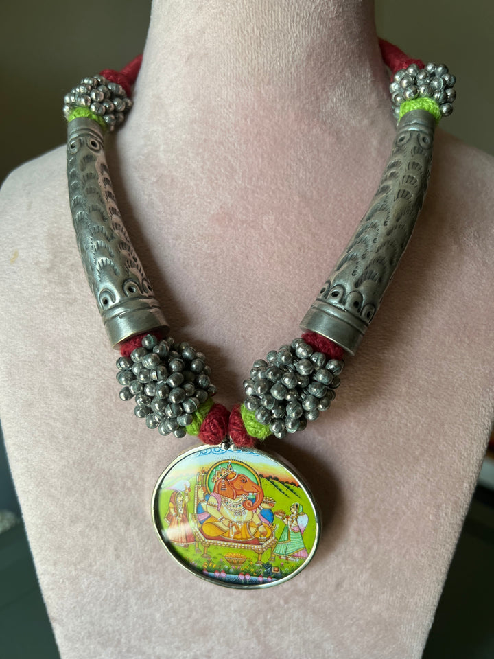 Antique Hand Painted Pendant Hasli Necklace - Premium Quality Craftsmanship