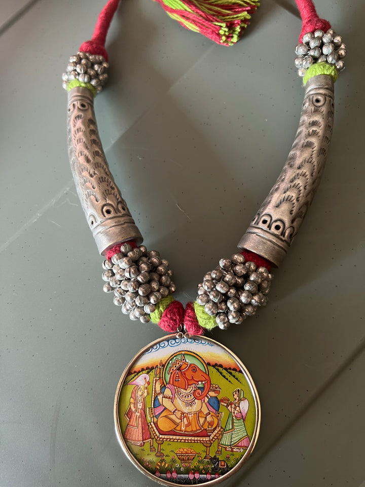 Antique Hand Painted Pendant Hasli Necklace - Premium Quality Craftsmanship