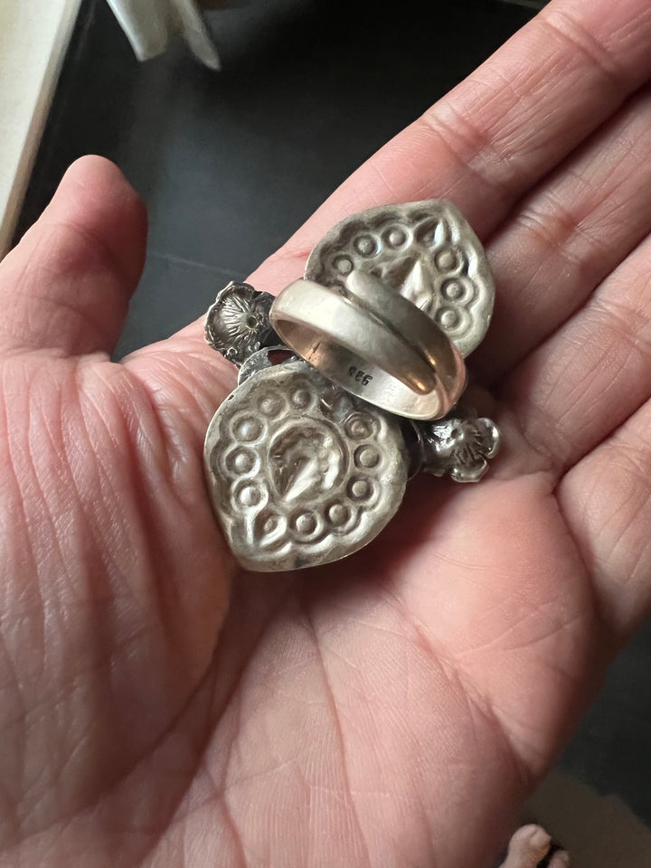 Statement Kundan 925 Silver Ring with Natural Amethyst Stone- Handmade, One of a Kind