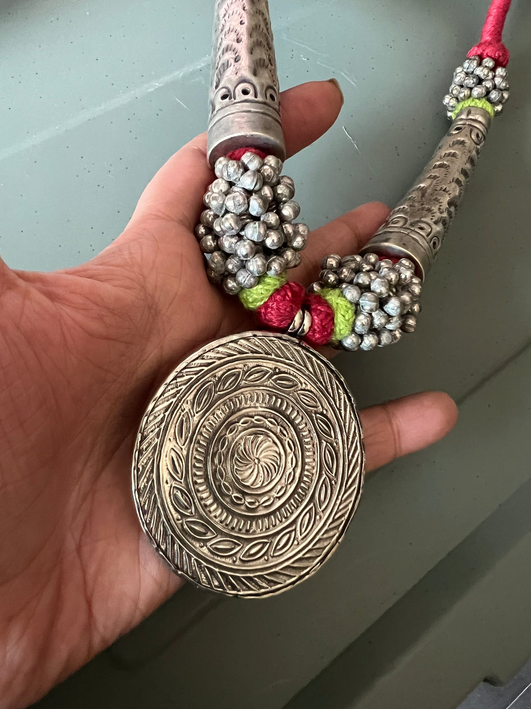 Antique Hand Painted Pendant Hasli Necklace - Premium Quality Craftsmanship