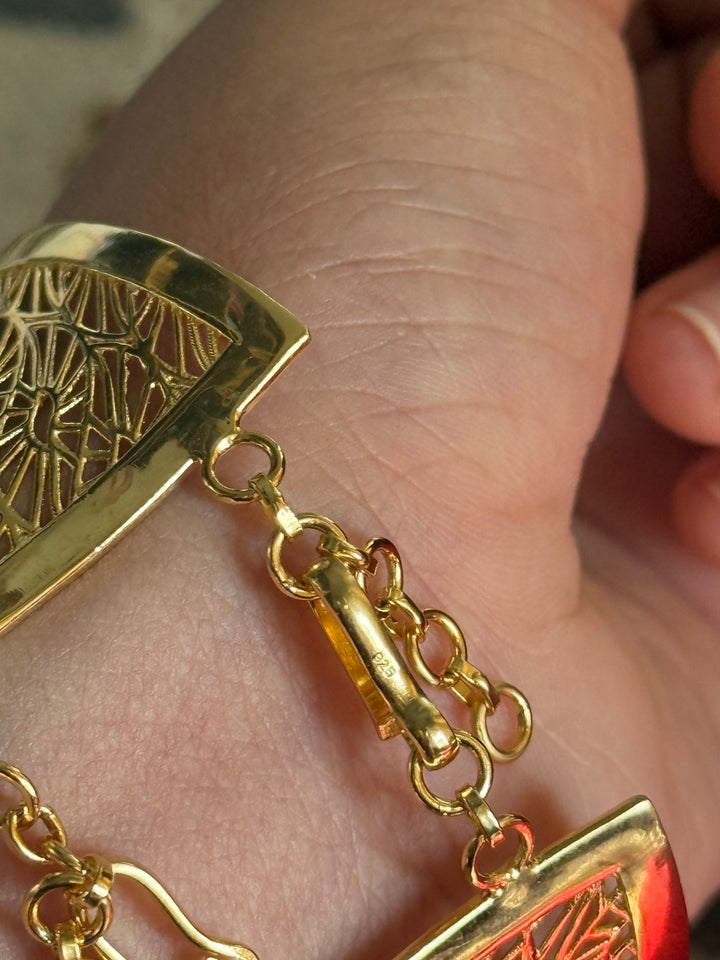 Exquisite 925 Silver Kundan Cuff Bracelet - Handcrafted by SHIVKA