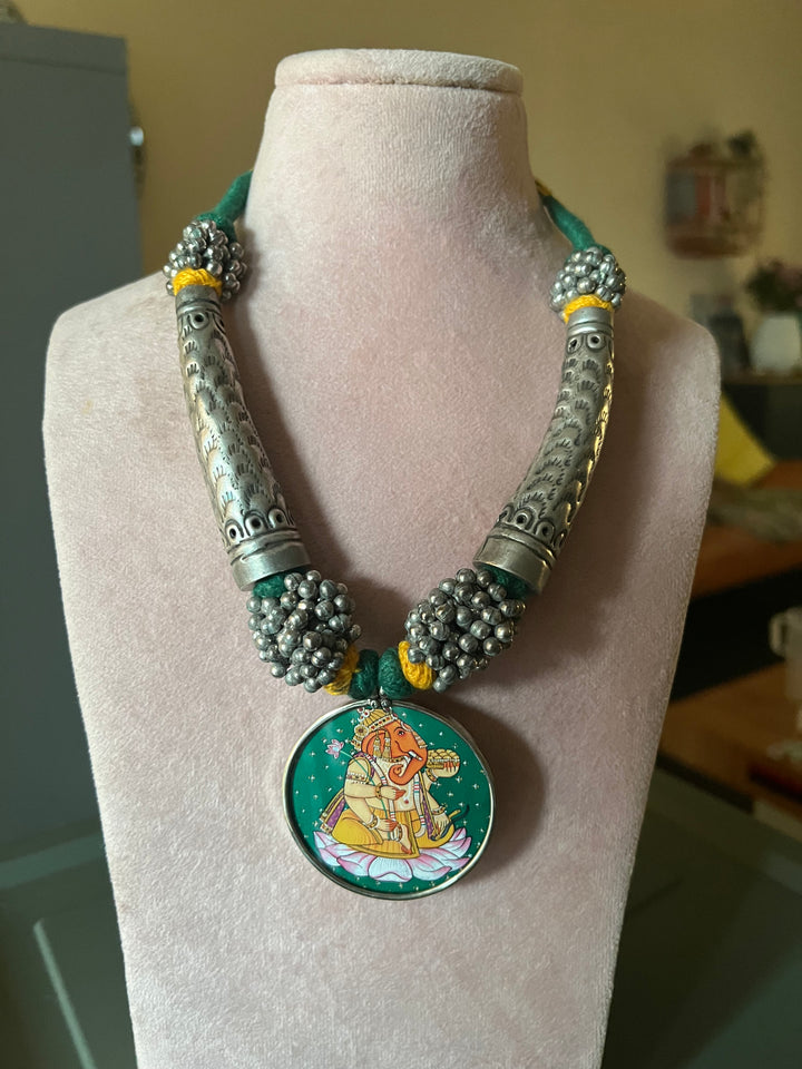 Antique Hand Painted Pendant Hasli Necklace - Premium Quality Craftsmanship