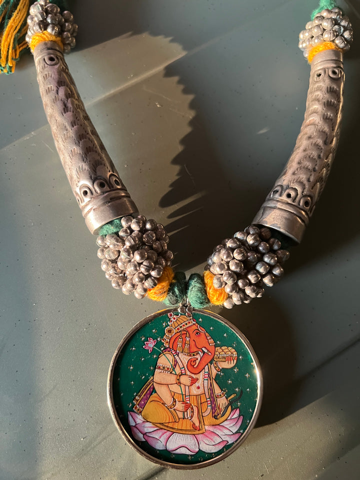 Antique Hand Painted Pendant Hasli Necklace - Premium Quality Craftsmanship