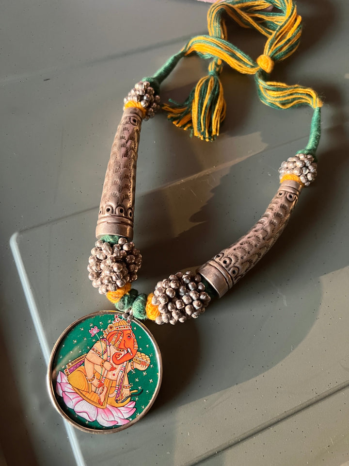 Antique Hand Painted Pendant Hasli Necklace - Premium Quality Craftsmanship