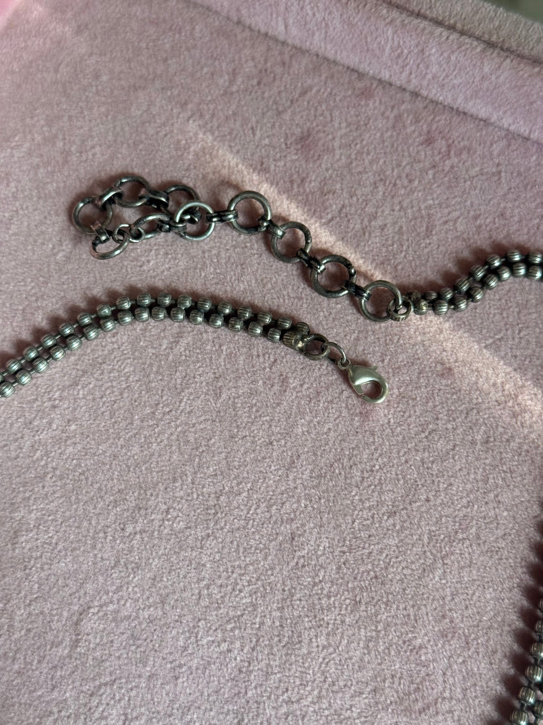 Oxidized Brass Antique Necklace: Handcrafted Silver Replica