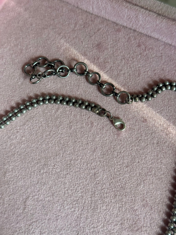 Oxidized Brass Antique Necklace: Handcrafted Silver Replica