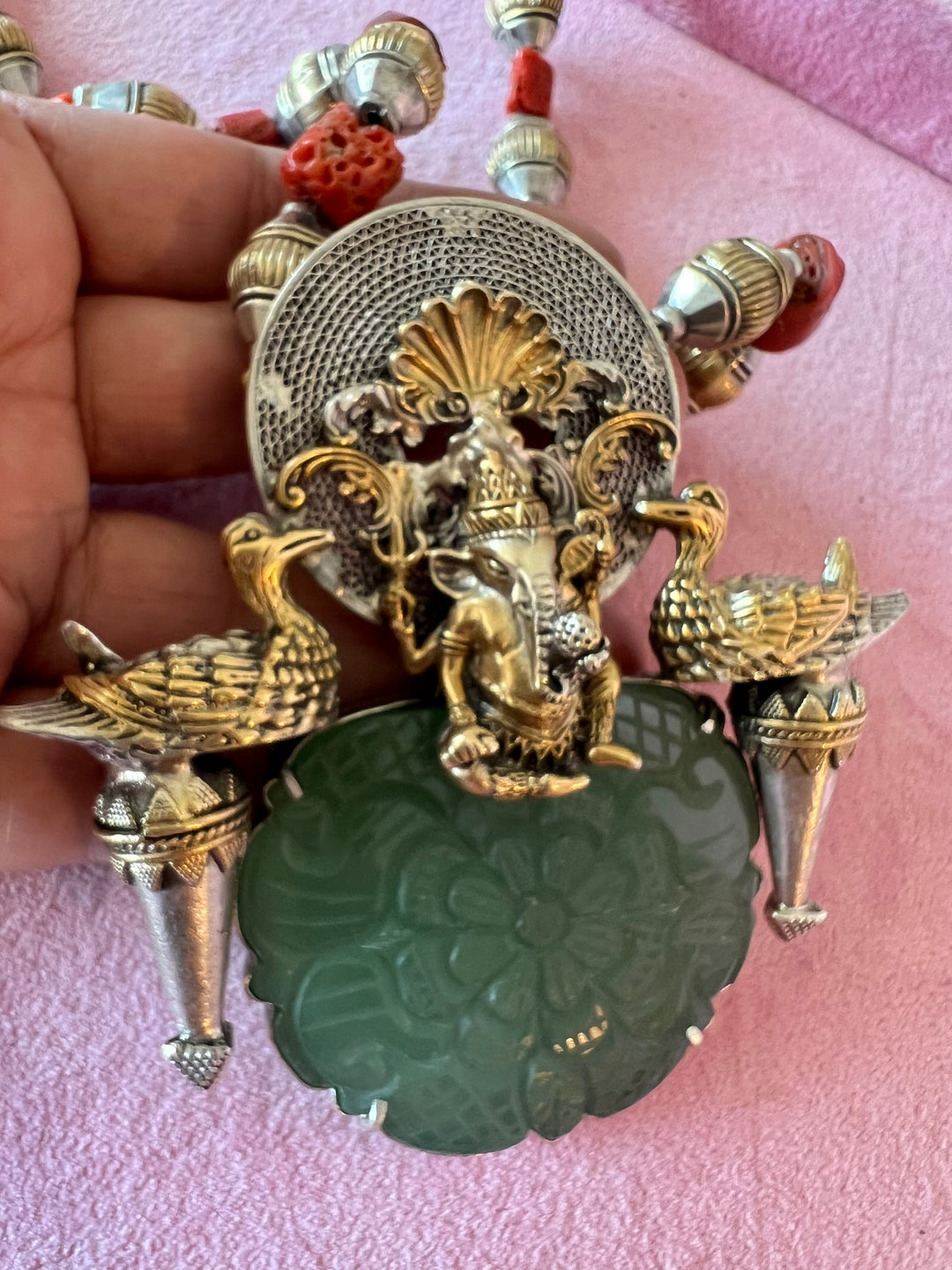 Divine 925 Silver Fusion Jewelry Set with Ganesh Figure