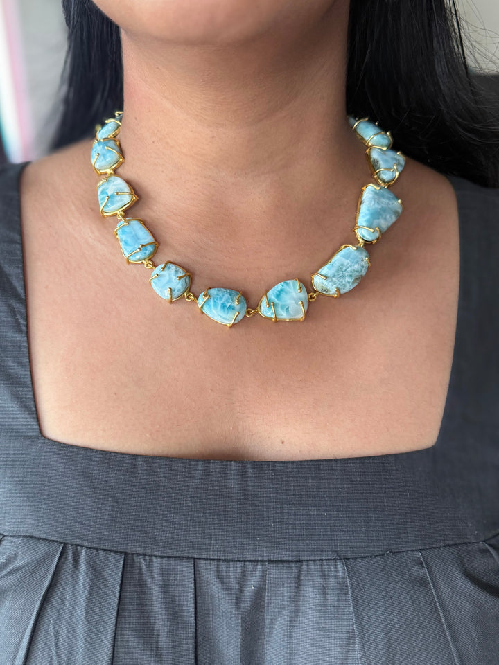 Statement Larimar Stone Necklace