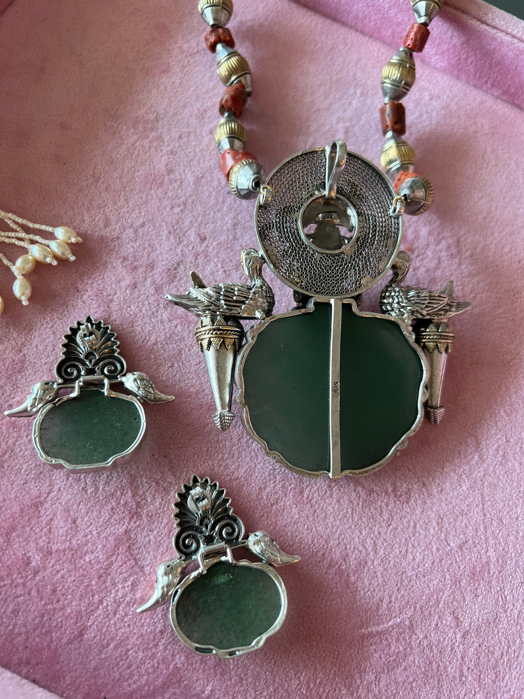 Divine 925 Silver Fusion Jewelry Set with Ganesh Figure