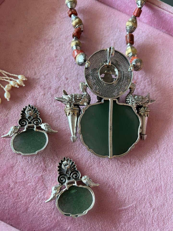 Divine 925 Silver Fusion Jewelry Set with Ganesh Figure