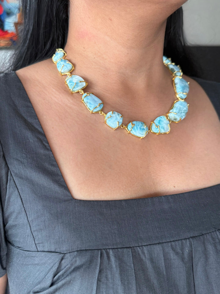 Statement Larimar Stone Necklace