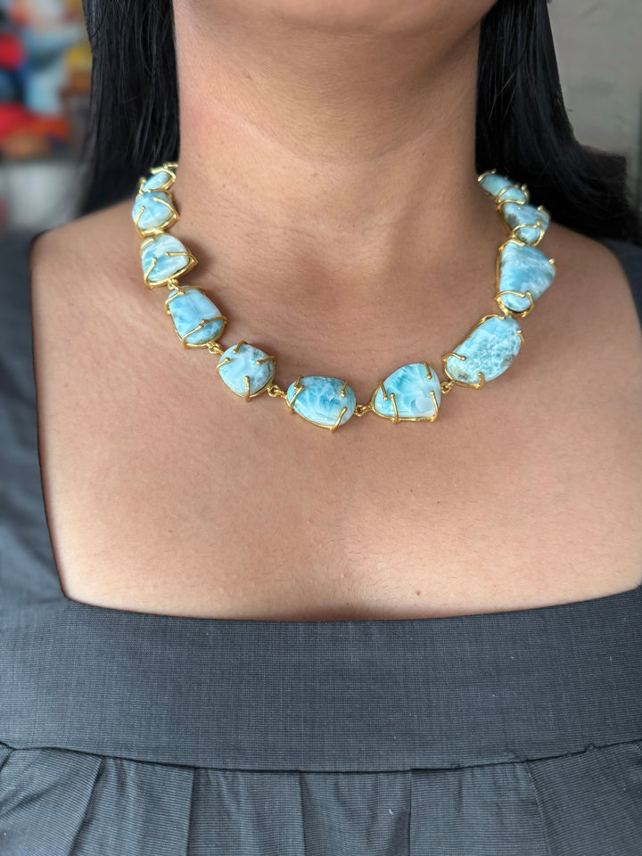 Statement Larimar Stone Necklace