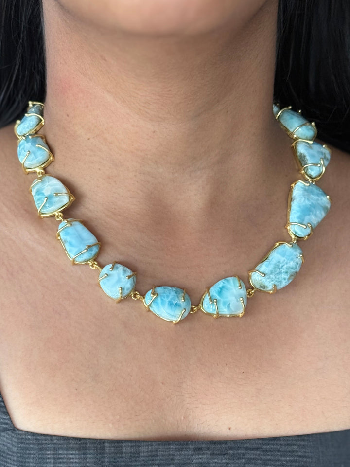 Statement Larimar Stone Necklace