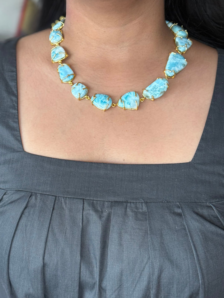 Statement Larimar Stone Necklace