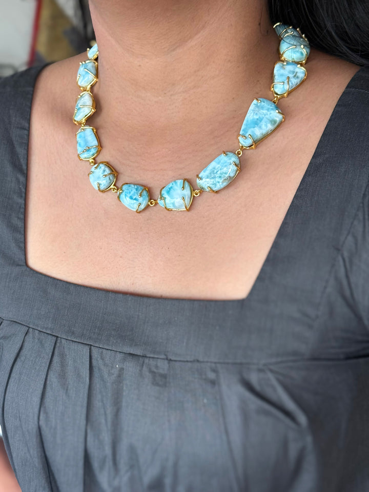 Statement Larimar Stone Necklace