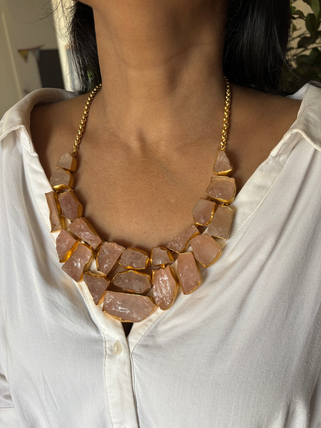 Exquisite Natural Rose Quartz Necklace - Premium Quality Craftsmanship