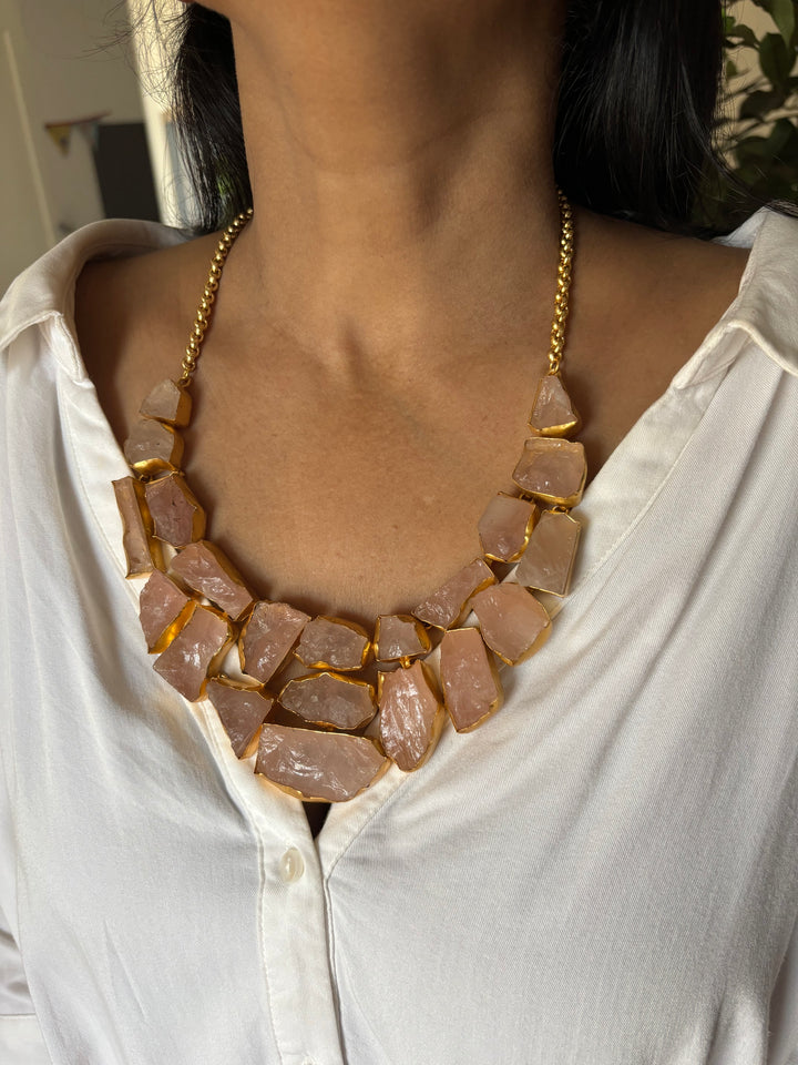 Exquisite Natural Rose Quartz Necklace - Premium Quality Craftsmanship