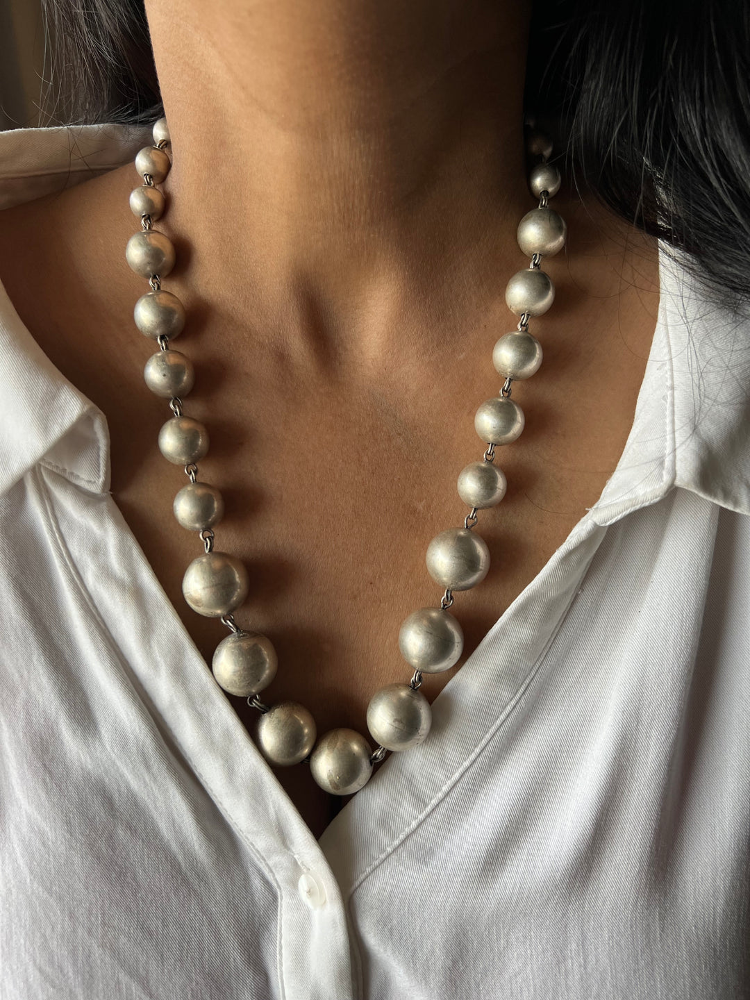 Pure 925 Silver Ball Necklace with Earrings